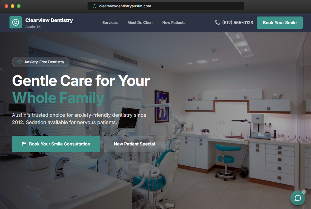 Clearview Dentistry Austin website preview