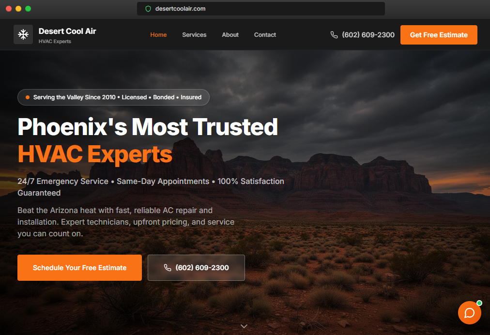 Desert Cool Air website preview