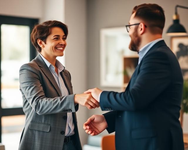 Friendly handshake between consultant and business owner