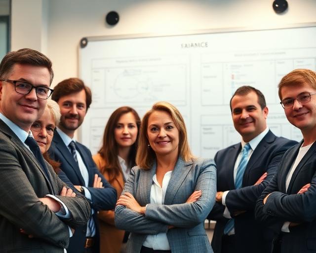 Experienced team of business professionals in a strategy war room