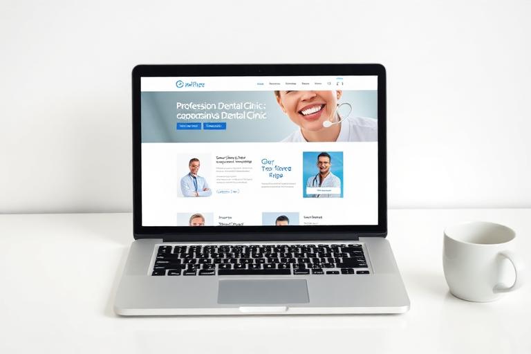 Laptop displaying a professional dental clinic website